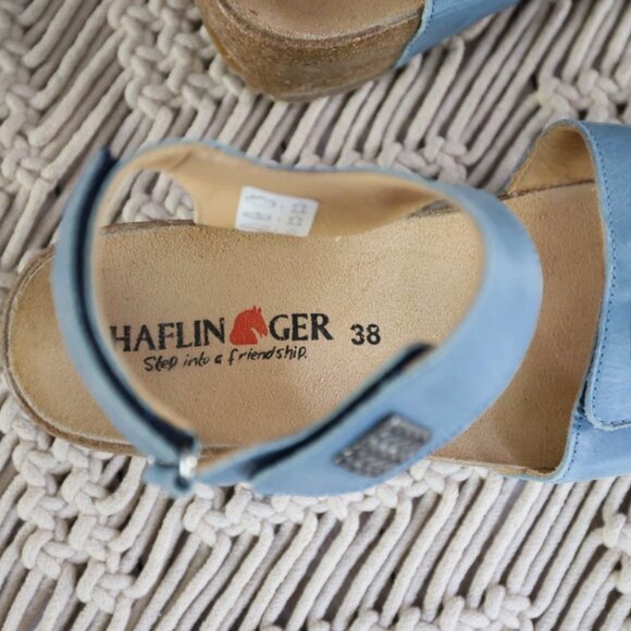 Haflinger Women's Blue BELLA Sandals Leather Cork Adjustable Size 38 7 NEW!! - Picture 5 of 8